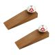 2 Pieces White Red Floral Crackle Ceramic Wooden Door Stopper